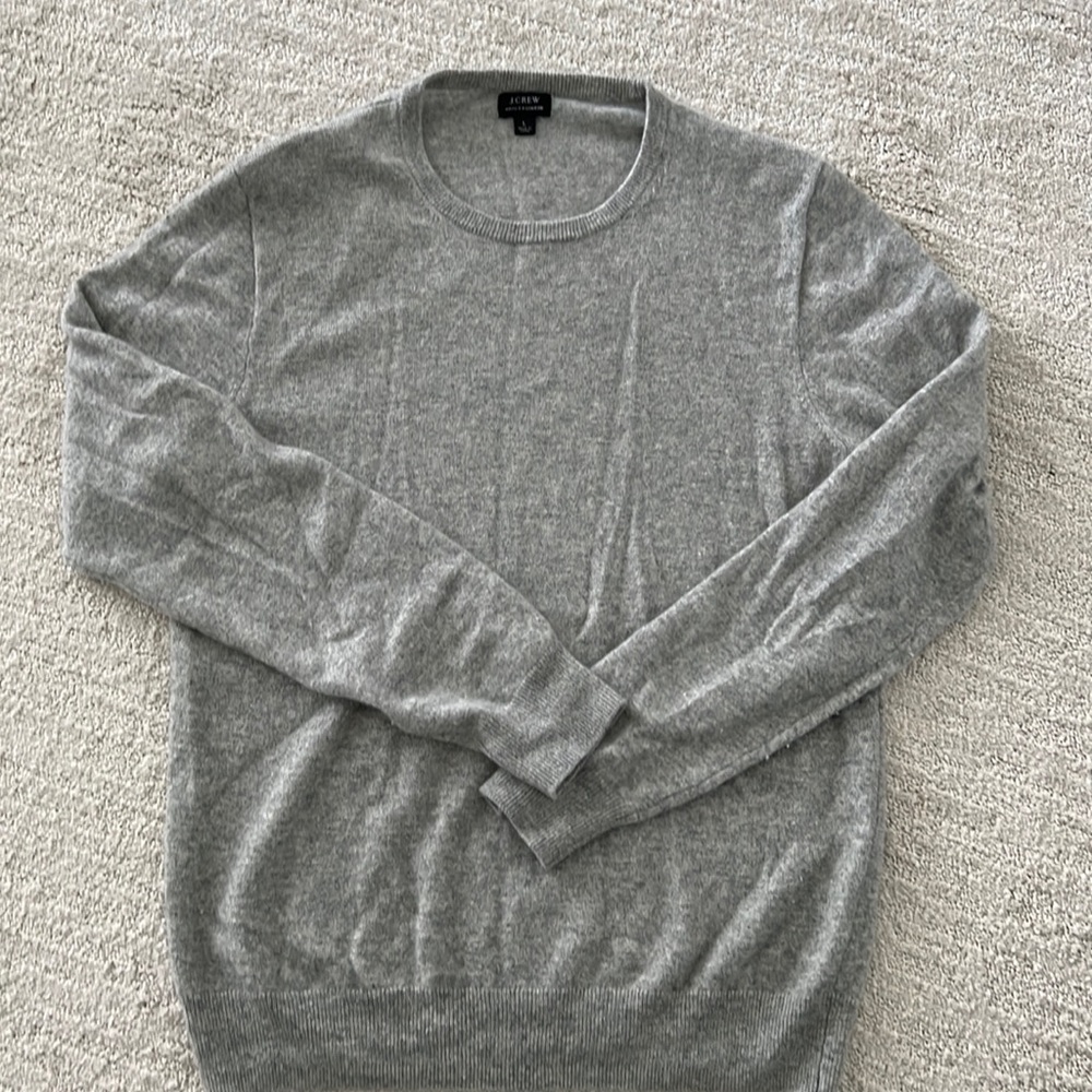 J. Crew L 100% cashmere gray mens crew neck sweater